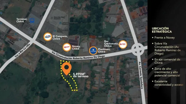 VENTA DE TERRENO COMERCIAL FRENTE A NOVEY, CHITRÉ, VIA PRINCIPAL