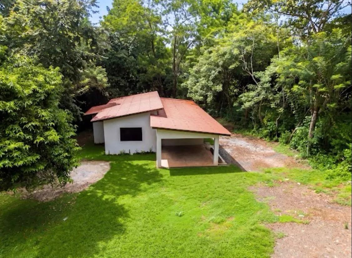New house with a large plot of land, surrounded by